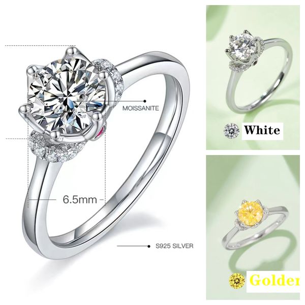 2023 Nueva llegada Joyería de lujo brillante Moissanite Diamond Party Mujeres Boda Flor Anillo Anillo Anillos de regalo Brazo recto V incrustado con amor verdadero CoronationM10A