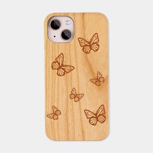 2023 Nieuwe collectie houten mobiele telefoonhoesjes voor iPhone 11 12 13 14 Pro X Xr Xs Max Plus Natuurlijk hout Cherry Laser Blank Ultra Slim Soft TPU Telefoonhoes Meisjes mobiele telefoonhoezen