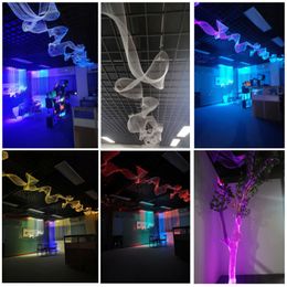 2023 NIEUW ARBROEM Mode 5M RGB LED Flexibel lint 12V Mesh Lights Brighter Colorful Fita Optische Fiber Gevlochten Luminescent Net DIY -plafond