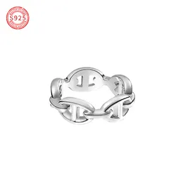 2023 Nieuwe Komen Mode H Brief Ringen Sieraden S925 Zilveren Ring Hartvormige Ringen Letters Dubbele Hart Vrouwelijke Ring voor Vrouw Gift