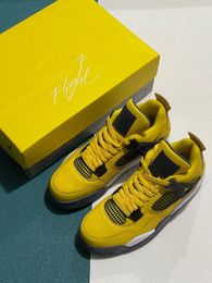 2023 Chegou o novo Jumpman 4s Basketball Shoes IV 4 Lightning (2021) Tour Yellow White-Dark Blue Grey Outdoor Lifestyles Shoe Best Designer