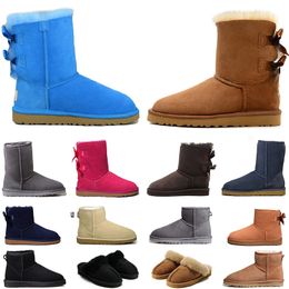 ustralia Botas cálidas clásicas australianas Mini media bota de nieve para mujer EE. UU. GS 585401 Invierno Piel completa Mullido peludo Satén Botines Botines Zapatillas