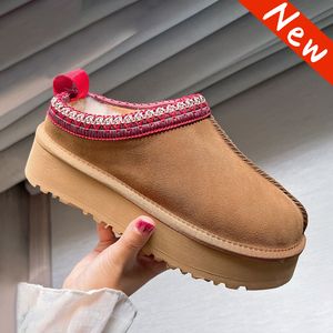 2023 Nieuw Australië Designer Laarzen Bont Slides Classic Ultra Mini Tazz Suede Platform Snowboot Dames Slipper Kastanje Schapenvacht Shearling