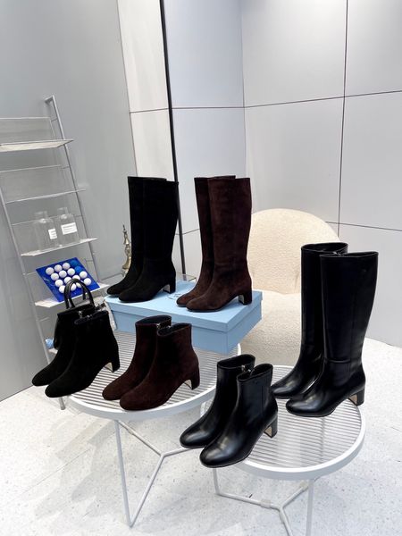 2023 nouvelles bottes d'automne et d'hiver tissu première couche de peau de vache et la première couche de cuir de sable, le matériau peau de mouton