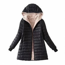 2023 Nouveau automne et hiver style coréen manteau à capuche mi-long pour femmes manteau chaud en laine d'agneau et veste Veet Top k1jp #