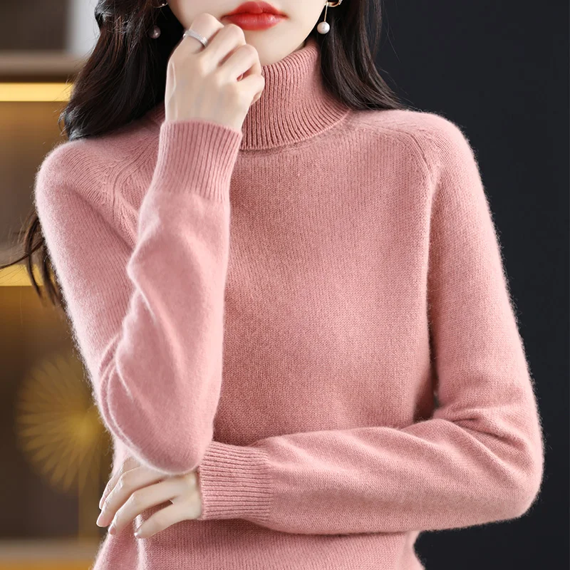 2023 New Autumn Winter Cashmere Sweater Women turtleneck Loose Solid Pullover Cashmere Sweaters Ladies