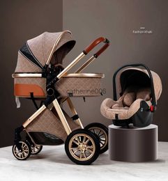 2023 Nouveau Bébé Poussette 2/3 en 1 Haute Paysage Poussette Inclinable Landau Pliable Poussette Bébé Bassinet Puchair Nouveau-né L230625