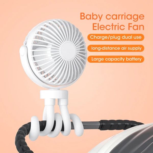 2023 Nouvelle poussette de bébé ventilateur enroulant portable Portable USB Small Summer Mute Mini Octopus Électricité Table de ventilateur