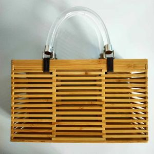 Sac tissé en bambou blanc, sac tissé à main en acrylique, sac carré à la mode, panier en bambou, sac tissé en vigne creuse, nouvelle collection 2023