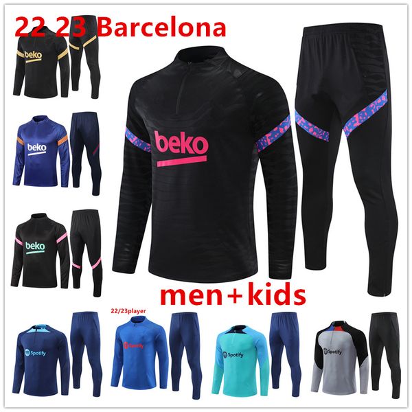 2023 Nuevo traje de entrenamiento de fútbol de Barcelona Ansu Fati Camisetas de Football 22 23 Half de alta calidad Pull Lewandowski Men and Kids Pack Set Adama Auba Pedri Gavi