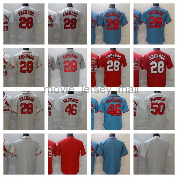 2023 New Baseball Jersey 28 Nolan Arenado 46 Paul Goldschmidt 50 Adam Wainwright Maillots vierges Hommes Femmes Jeunesse Taille S - XXXL