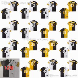 NCAA 1976 Throwback voetbalshirts 32 Franco Harris Stitch Retro 2005 Division Bicolor 92 James Harrison 83 Heath Miller 86 Hines Ward Terry Bradshaw Jerome Bettis