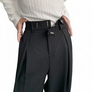 2023 Nuevo traje negro pantalones hombres Fi Social Mens Dr pantalones coreanos sueltos de gran tamaño pantalones de pierna ancha para hombre pantalones formales M-2XL U4gc #