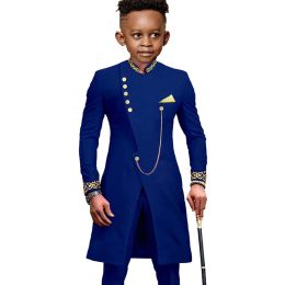 2023 Tuxedo allongé des nouveaux garçons Broided Two-Pieces Suit (veste + pantalon) de beaux vêtements pour enfants à la mode haut de gamme