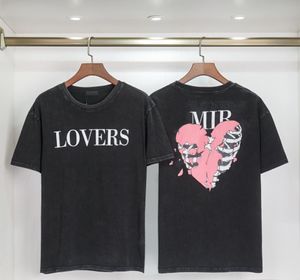 2023 Nieuw merkontwerp T -shirt Vintage Print Korte mouw Man Pure Cotton Tees Lovers Tops Hoge kwaliteit