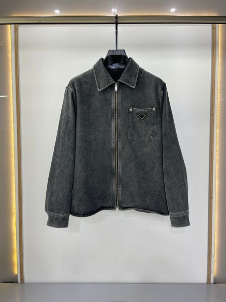 2023 nouvelle marque hommes veste mode poche couture design gris fermeture éclair veste en jean de luxe de haute qualité veste de créateur