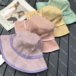2023 Nieuwe snoepkleur canvas hoeden lederen randen visser hoeden mannen dames sport emmer hoeden caps casquette