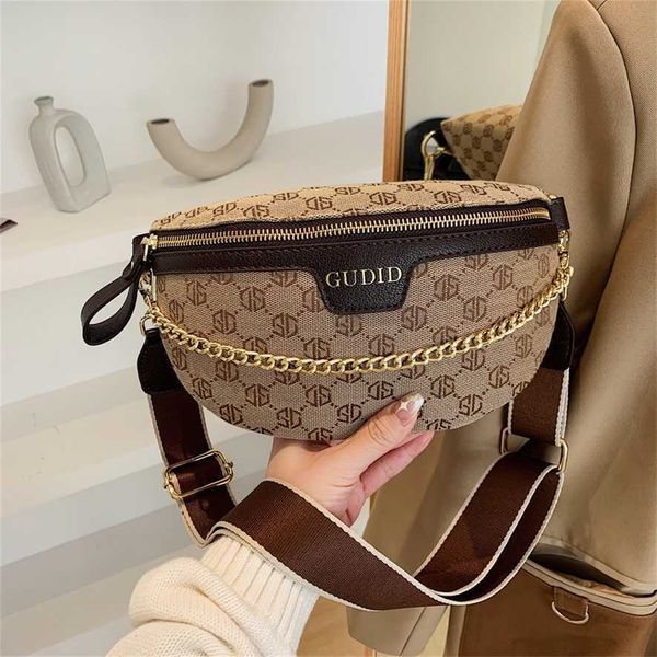 2023 Nuevo bolso de lona Moda Casual Bolso de pecho Bolso de cintura Bolso de cadena versátil Bolso bandolera de un solo hombro Bolso pequeño 75% Salida barata al por mayor