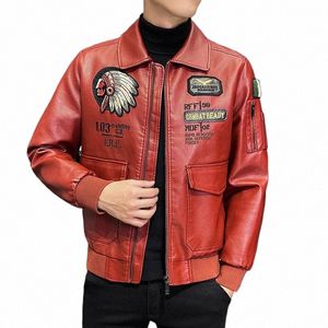 2023 Nouveau Casual Moto Coupe-Vent Zip Col À Revers Veste En Faux Cuir Hommes Slim Haute Qualité Fi Manteau Pour Hommes Streetwear Y7Xe #