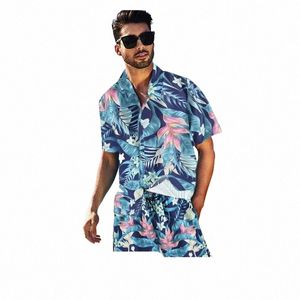 2023 Nuevo traje de manga corta casual Hawaii Beach Vacati Lánguido Tendencia suelta Guapo vistiendo camisa floral de buena calidad XL-XXXL y3dM #