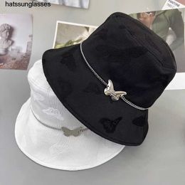 2023 nueva cadena mariposa botón pescador sombrero para mujer primavera verano y otoño Big Eave protección solar y sombrilla sombrero para viajar Pot Hat