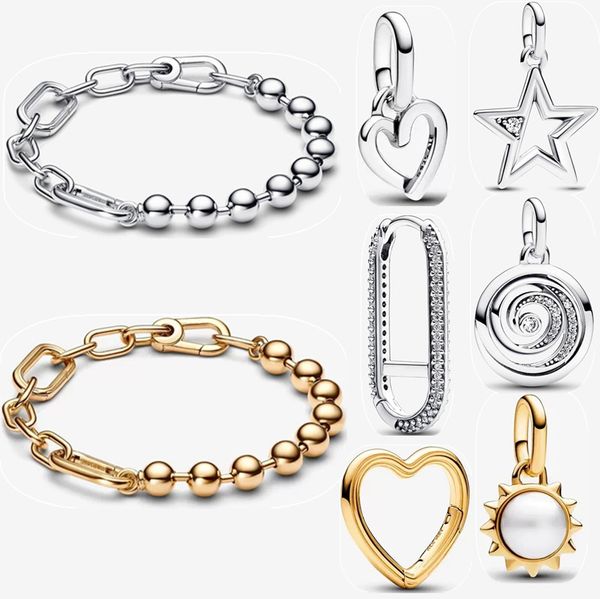 2023 Nouvelles perles de charme Bracelets de créateurs en or pour femmes Fiançailles Mariage Mode Boucle d'oreille Pendentif Bijoux Cadeau DIY Fit Pandoras ME Sparkling Star Bracelet Set