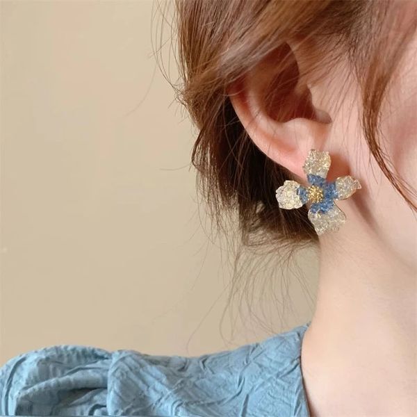 2023 nouvelles boucles d'oreilles charmantes de fleur de cristal de Druzy pour les femmes Pendientes élégantes et mignonnes