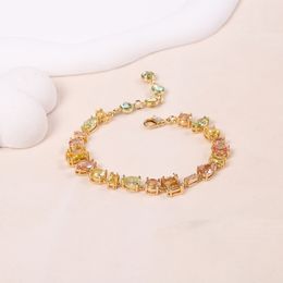 2023 Nuevas mujeres encantadoras Conjunto de pulsera de gemas brillantes Marca de lujo 3A Pulsera de oro de 18 quilates chapada en circón Joyería de gama alta Joyería para banquetes de bodas Accesorios de ropa