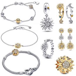 2023 Nouveau bracelet à breloques pour femmes bijoux de créateur boucles d'oreilles soleil lune avec diamants bague perles chaîne bracelet bricolage fit colliers Pandoras cadeaux de mode