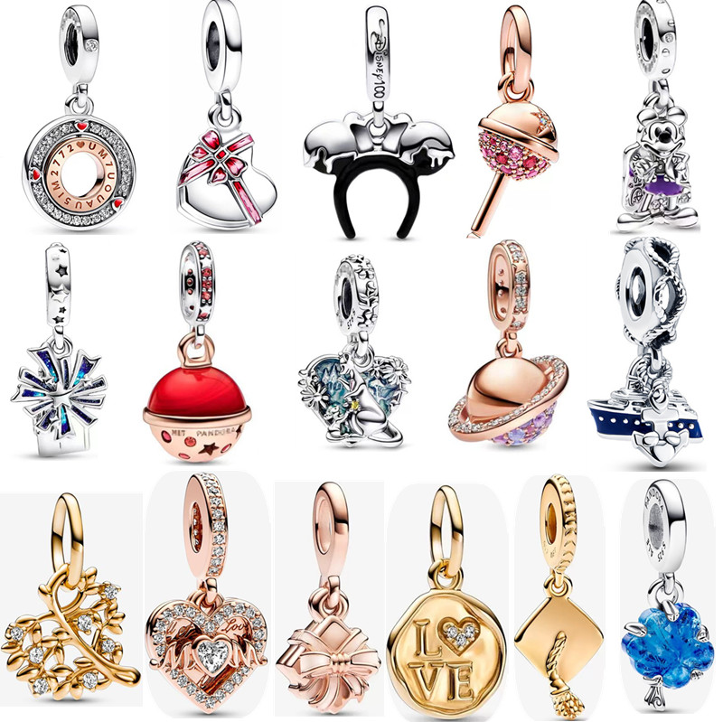 2023 Ny charms sträng 925 Sterling Silver Designer smycken älskar modehänge diy fit pandora halsbandsarmband för kvinnliga gåvor