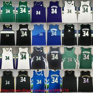 2023 New City Basketball Giannis 34 Antetokounmpo Jersey cosido XS-6XL Hombre Mujer Niños con 6 parches Blanco Negro Púrpura Retro Azul Ciudad Jerseys