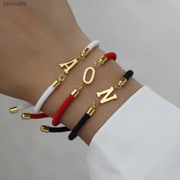 2023 nouveau classique lettre initiale Bracelet femmes à la main réglable AZ corde Bracelet pour femmes bijoux cadeau L230704