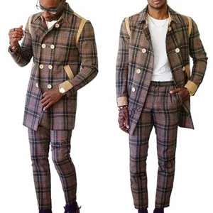 2023 Nieuwe Klassieke Plaid Bruiloft Mannen Pakken Slim Fit Double Breasted Bruidegom Tuxedos 2 Stuks Sets Casual Mannelijke Blazer Kostuum homme 28qy #