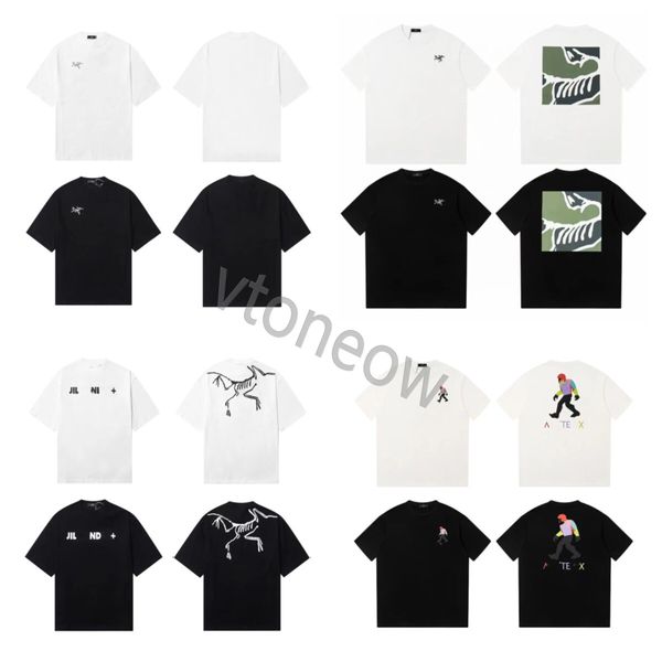 2023 nueva camiseta clásica logotipo de letra simple suelta manga corta blanco negro verde pájaro camiseta