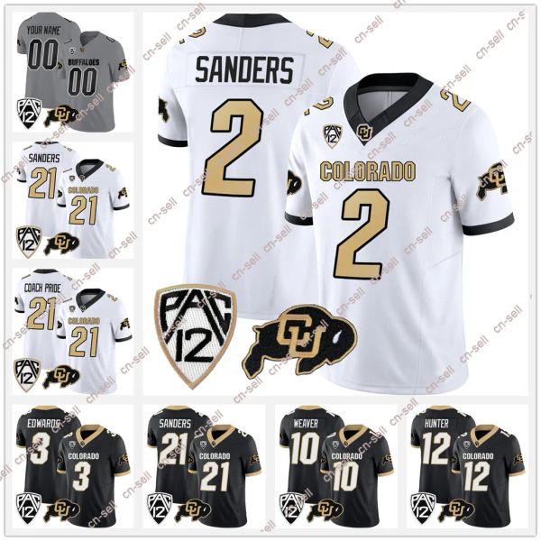 2023 Nouveau maillot de football universitaire des Buffaloes du Colorado Shedeur Sanders Sy'veon Wilkerson Dylan Edwards Travis Hunter Anthony Hankerson Xavier W