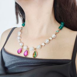 2023 Nieuwe kleurrijke waterdruppel hanger charmes ketting ketting choker y2k esthetische witte parel beadde ketens voor damesmeisjes vrouwen sieraden accessoires cadeaus Bijoux