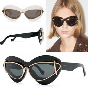 Nuevas y geniales gafas de sol tipo ojo de gato para mujer, gafas de sol con montura súper grande y foto de calle, sombrilla de alta calidad, parte superior de la línea, caja de embalaje original LW40119I