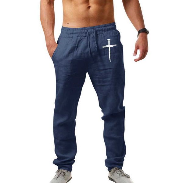 2023 nuevos pantalones de algodón, pantalones de lino liso transpirables de verano, ropa de calle de Fitness, ropa de M-3XL para hombres, P230529 agradable