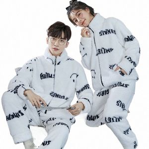 2023 Nieuwe Koppels Nachtkleding Winter Warm Flanel Nachtkleding Mannen Dikke Pijamas Set Vrouwen Fi Pyjama Jeugd Jongen Meisje pyjama X0KR #