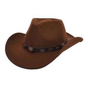 2023 NIEUWE Cowboy Jazz Hoge Hoeden Fedora Hoed voor Vrouwen Mannen Fedora Brede Rand Cap Herfst Winter Vilten Caps Trilby Christmas Party Gift 11 kleuren