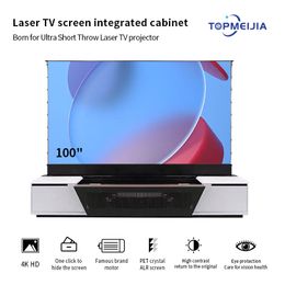 2023 NIEUW Aangepast 100 inch ALR gemotoriseerd vloerstijgend projectiescherm 4K / 8K UST laserprojector geïntegreerde kast voor 3D Home Cinema