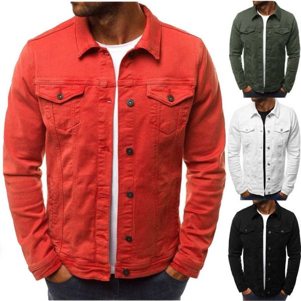 2023 nuevo abrigo de mezclilla para hombre, chaqueta de trabajo sólida con botones ajustados, chaquetas de cuero para motocicleta, estilos de marca para hombre