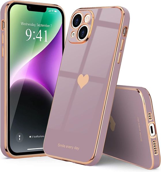 2023 Nuevo diseño Cute Love Heart Funda de teléfono de lujo para iPhone 14 13 12 11 Pro Max 7 8 para mujeres Chica Galvanoplastia Cubierta suave Bling Protección de cámara completa elevada