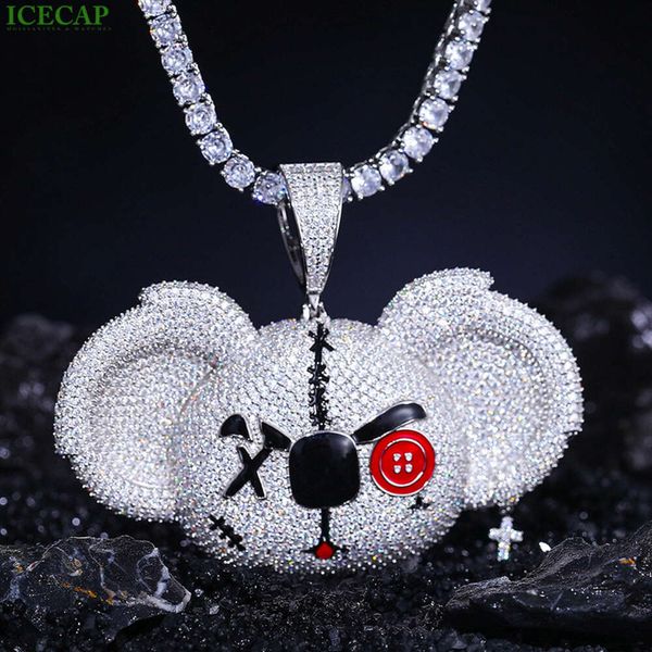 Bijoux Hip Hop en argent Sterling 2023 D VVS Moissanite glacé, grandes oreilles, pendentif Animal de dessin animé Koala mignon, nouveau Design à la mode, 925