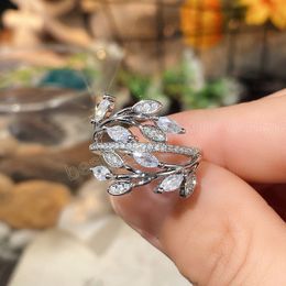 2023 neue Design Blatt Zweig Design Weibliche Finger Ring Luxus Zirkonia Hochzeit Ringe Für Frauen Party Mode Schmuck
