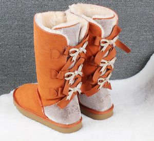 Bottes de neige pour femmes et hommes, chaussures chaudes en coton à tube central, à la mode, avec perceuse à nœud papillon, taille 36 à 41, 2024