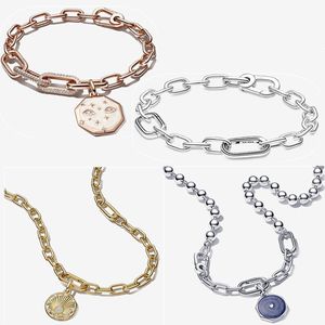 2023 Nouveaux bracelets de créateurs pour femmes Style Double Link Charms Bracelet DIY Fit Pandoras ME Collier de chaîne de perles d'or Bijoux de haute qualité Cadeau de Noël