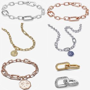 2023 nuevas pulseras de diseño estilo doble enlace encantos perla sol colgante pulsera DIY ajuste Pandoras ME collar de cadena de cuentas joyería popular regalo de Navidad