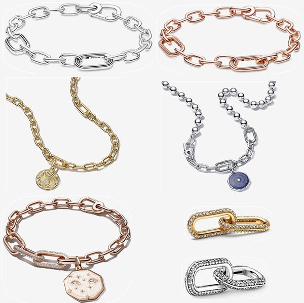 2023 Nouveaux bracelets de créateurs Style Double Link Charms Perle Sun Pendentif Bracelet DIY Fit Pandoras ME Perle Chaîne Collier Bijoux populaires Cadeau de Noël