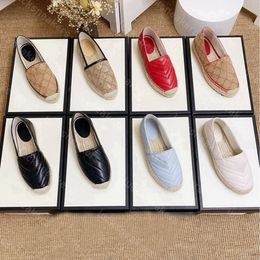 2023 Nouveau designer classique dame espadrille plate-forme pêcheur chaussures de luxe femmes plates fond de paille chaussure de bateau décontractée boucle en métal 100% cuir dames mocassins paresseux